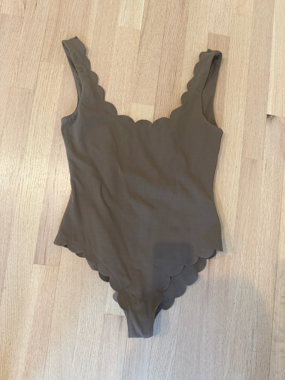 Marysia Swim Scalloped Palm spring maillot, size large, color Toffee